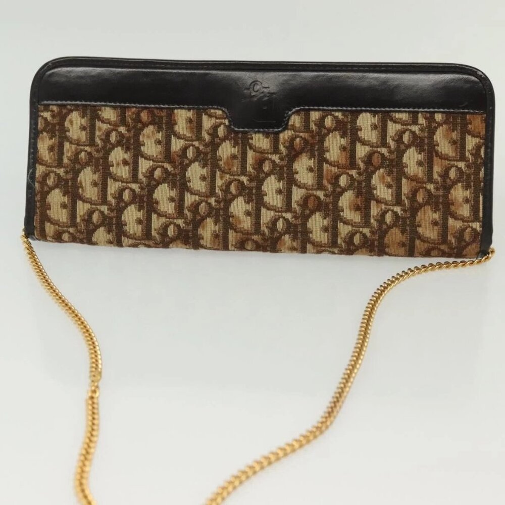 Christian Dior Trotter Canvas Chain Shoulder Bag Brown Gold Auth gh553 - Picture 6 of 16